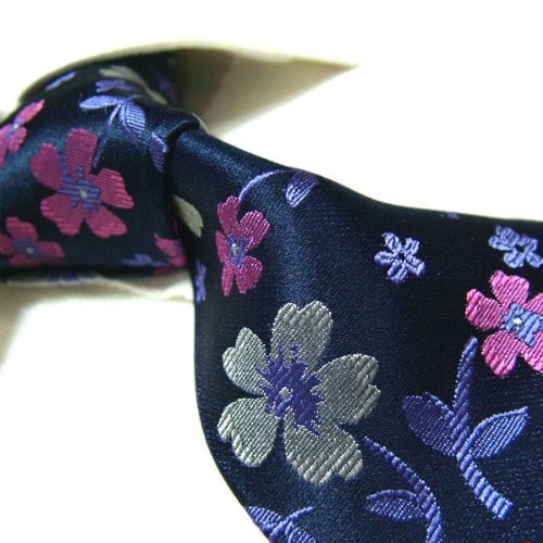 Towergem Luxury Seven Fold Handmade 100% Silk Tie Blue Floral