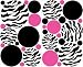 Small Zebra Print Hot Pink and Black Dots Wall Stickers / Decals