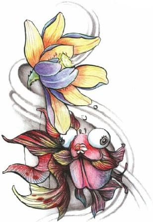 GC Summer Fashion Forearm Hand Like True Golden Fish and Lotus False Tattoo Sticker For Men and Women GF27
