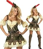 In Character Costumes, LLC Women's Racy Robin Hood Costume, Tan/Green, Medium