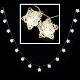 from xs-stock.com Ltd 15 Battery Operated White LED Silver Metal Wire Star Lights Christmas Decoration