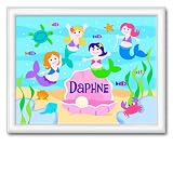Olive Kids Mermaids Large Framed Art- Gloss White Frame