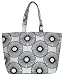 Cotton Canvas Black and White Flowers Tote Bag with Cloth Handles 21.5'L Top x 15