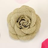 Khaki Linen Hand Made Corsage Fabric Flower Hat Hair Clip & Pin Brooch F11032