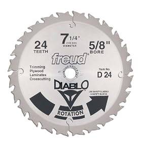 Freud D24 Diablo 7-1 4-Inch 24 Tooth ATB Framing Saw Blade with 5 8-Inch and Diamond... by Freud