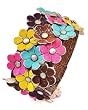 Brown and Multi Color Leather Flower Snap Bracelet