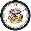 Easter Egg Basket Easter Theme Wall Clock by WatchBuddy Timepieces (Black Frame)