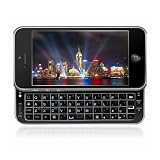 EC TECHNOLOGY® Slim Designed Black Color Rubberized Hard Shell Case with Integrated Apple Commands and Backlight Keys & Wireless Bluetooth 3.0 Sliding Full QWERTY Backlit Edition Keyboard for Apple iPhone 5