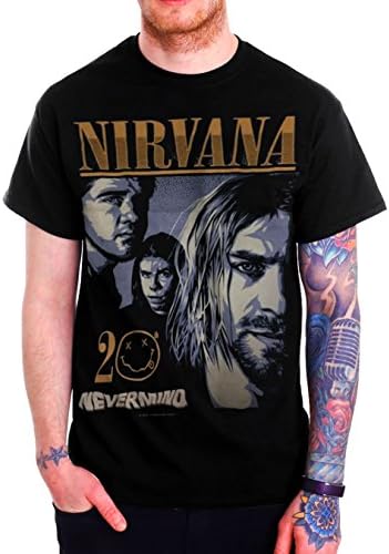NIRVANA NEVERMIND 20th Anniversary Sketched Graphic Mens Black T Shirt (XX-Large (Chest 25" / Length 32"))