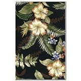 Double Chaise Lounge Cushion Fabric Black Green Floral
