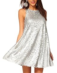 Polyester Sleeveless Babydoll Sequined Club Dress 