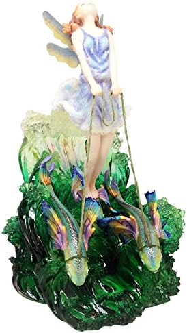 Ebros The Surfer's Dream Josephine Wall Figurine Fantasy Ocean Fairy Riding Rainbow Fish Chariot Statue