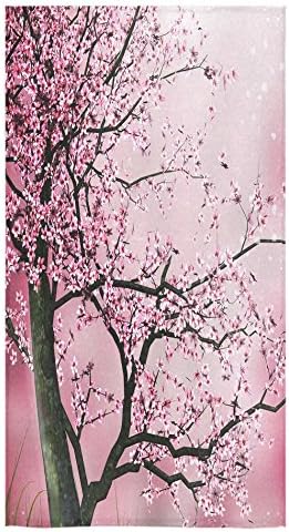 Beautiful Cherry Blossom Tree, Sakura Flower Pattern Sale Custom Bath Towels Large Soft and Comfortable Travel Beach Bathroom Shower Washcloth Wrap for Men/Women 80% Polyester 20% Cotton, (30" x 56")