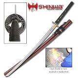 Shinwa Regal Damascus Black and Maroon Katana Sword