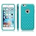 iPhone 6S Case,EC™ [Shockproof] Apple iPhone 6S Case, Heavy Duty Dual Layer Hybrid Stud Rhinestone Bling Protection Cover Case for Apple iPhone 6S / 6 (A Turquoise+Turquoise)