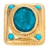 Tagliamonte - 14k Yellow Gold Green Venetian Glass Cameo and Turquoise Ring, Size 8