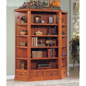 3pcs Mission Style Oak Finish Storage and Display Shelves Bookcase Set by visiondecor Furniture