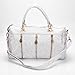 Annymall Women Designer PU Leather Tote Handbags Purses Shoulder Clutch Hobo Bag (White)