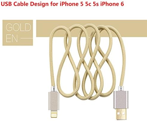 Godigi Super Endurable USB 2.0 Lightning Environmental TPE Material High Strength Super Traction High Speed Braided USB Data Sync Charger Cable for iPhone 5 5c 5s iPhone 6 (golden)