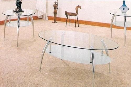 Beautiful 3 Pc Chrome And Glass Coffee Table Set Beautiful 3 Pc Chrome And Glass Coffee Table Set