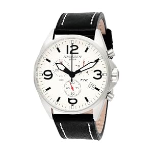 Torgoen Swiss Men’s White Dial Chronograph Leather Strap Watch #T16102