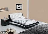 Sleek Modern Bedroom Black and White Full Size Bed with Night Stand