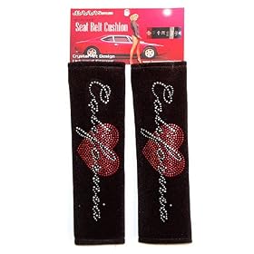 - Ca California Hearts Pair Shoulder Seat Belt Pad Crystals Studded Rhinestone Car Truck SUV