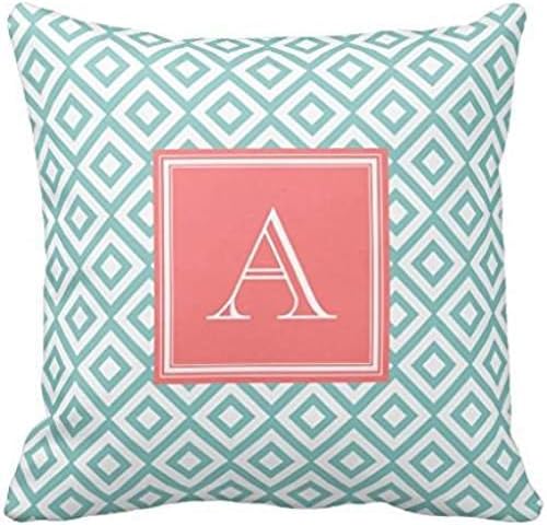 Mint And Coral Diamonds Pattern And Monogram Throw Rce43618d4a5043b199eda826b5e7b23e I5fqz 8byvr Pillow Case