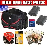 Nikon D80/D90 Accessory Kit! Includes: (2) EN-EL3E Batteries for Nikon + SLR Camera Case + (2) Nikon School DVD's + 8GB Secure Digital Memory Card + 3 in 1 Cleaning Kit + USB 2.0 Multi Card Reader