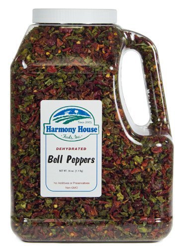 Harmony House Foods, Dried Mixed Red & Green Bell Peppers, Diced (36 oz, Gallon Size Jug)