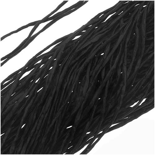 Silk Fabric String, 2mm Diameter, 42 Inches Long, 1 Strand, Black