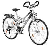 Texo Damen Fahrrad Trekking Fully, strato-silber lf tiefschwarz, Rahmenhöhe: 50 cm, Reifengröße: 28 Zoll (71.12 cm), 21000-0958113
