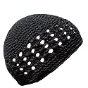 BLACK CROCHET BEANIE SKULL CAP HAT