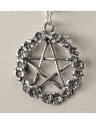 Sterling Silver Pentacle Accented with a Flower Border...Beautiful!, Made in America