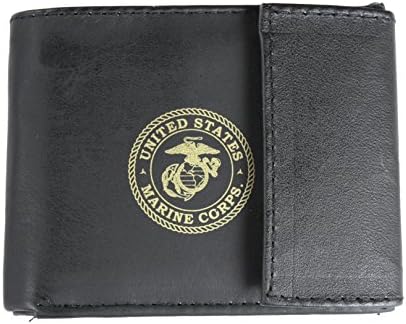 Engraved U.S.Marine Corps Emblem Black Leather Wallet