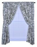 Victoria Park Toile 68-Inch-by-84 Inch Tailored Panel Pair with Tiebacks, Green