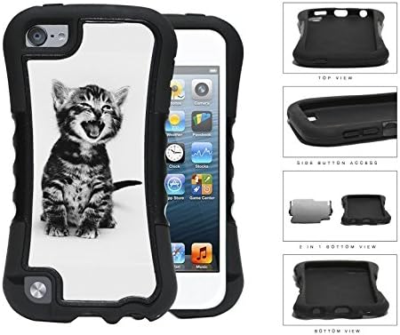 Cute Kitty Cat Portrait 2-Piece Dual Layer High Impact Rubber Silicone Case Cover Apple iPod Touch 5th Generation