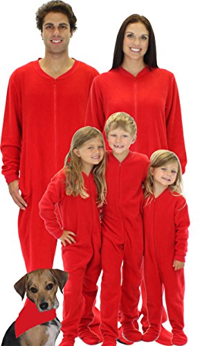 SleepytimePjs Women's Red Fleece Footed Pajamas for Family- Sml