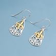 Two-Toned Sterling Silver Earrings - Fleur de Lise - 22 mm - 4.3 g