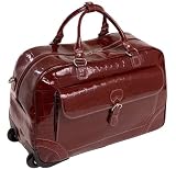 Siamod 35636 Magenta Italian Leather Wheeled Ladies Duffel Bag (Cherry Red)