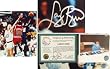 Larry Bird Signed Celtics Action 16x20 w/Michael Jordan - Boston Celtics NBA Basketball