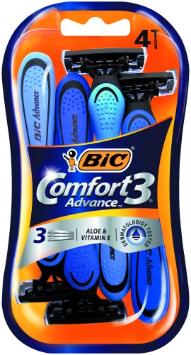 Bic Comfort 3 Advance Rasoir 3 Lames Tête Pivot Bande Lubrifiante Blister x 4