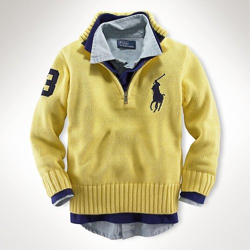 (ラルフローレン) RALPH LAUREN ビッグポニー・ジップアップセーター(黄)