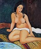 Art Reproduction Oil Painting - Modigliani Paintings: Seated Nude, 1917 - Classic 20 X 24 - Hand Painted Canvas Art