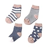 Jolier 赤ちゃん 子供靴下 靴下セット くつした セット かわいい シンプルデザイン 4足セット (L 1歳～3歳（15cm）, ライトグレー)