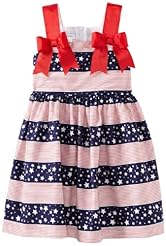 Girls Striped Print Cotton  Dress With a Ribbon 