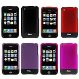 4 Pack GTMax Rubberized Slider Hard Cover Cases ( Red/Black + Black + Purple/Black + Hot Pink ) for Apple Iphone 3Gs 3G S, 3G Smartphone