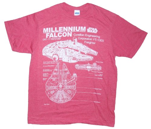 Star Wars Millenium Falcon Blueprint Licensed Graphic T-Shirt