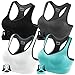 FITTIN Racerback Sports Bras for Women- Padded Seamless High Impact Support for Yoga Gym Workout Fitness Pack of 4 XL