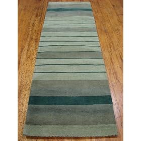 3x8 Green Hand Tufted Wool Gabbeh Runner Rug by Heritage Unlimited
